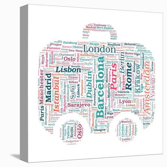 European Cities Bag Shaped Word Cloud On White Background - Tourism And Travel Concept-grasycho-Stretched Canvas