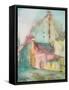 European City Buildings Abstract Painting on Silk.-Iriana Shiyan-Framed Stretched Canvas