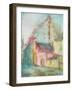 European City Buildings Abstract Painting on Silk.-Iriana Shiyan-Framed Art Print