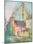 European City Buildings Abstract Painting on Silk.-Iriana Shiyan-Mounted Art Print