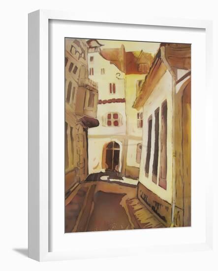 European City Street Abstract Painting.-Iriana Shiyan-Framed Art Print