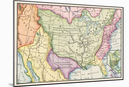 European Claims in North America in 1733, When the Last English Colony, Georgia, Was Founded-null-Mounted Giclee Print