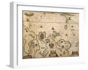 European Coast, Map on Parchment by Willem and Joan Blaeu, 1677-null-Framed Giclee Print