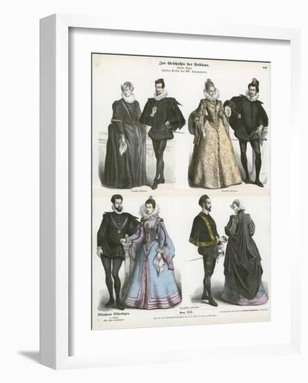 European Costumes, Mid 16th Century-null-Framed Giclee Print