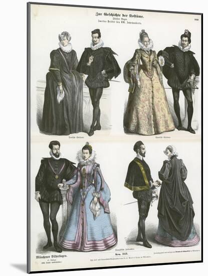 European Costumes, Mid 16th Century-null-Mounted Giclee Print