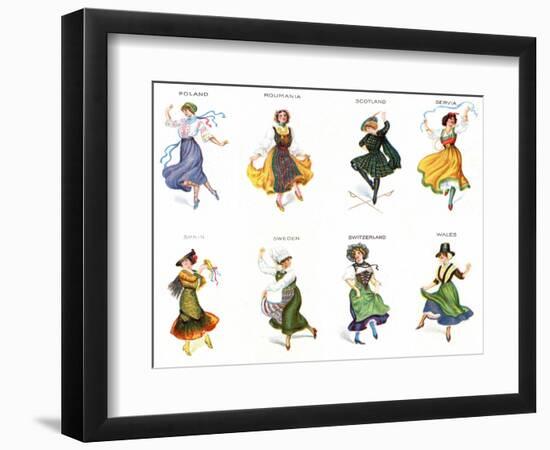 European Dancers, Cigarette Cards, 1915-English School-Framed Giclee Print