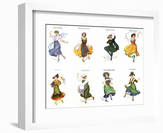 European Dancers, Cigarette Cards, 1915-English School-Framed Giclee Print