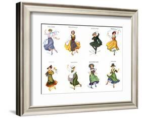 European Dancers, Cigarette Cards, 1915-English School-Framed Giclee Print