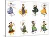 European Dancers, Cigarette Cards, 1915-English School-Stretched Canvas