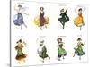 European Dancers, Cigarette Cards, 1915-English School-Stretched Canvas