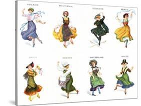 European Dancers, Cigarette Cards, 1915-English School-Stretched Canvas