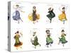 European Dancers, Cigarette Cards, 1915-English School-Stretched Canvas