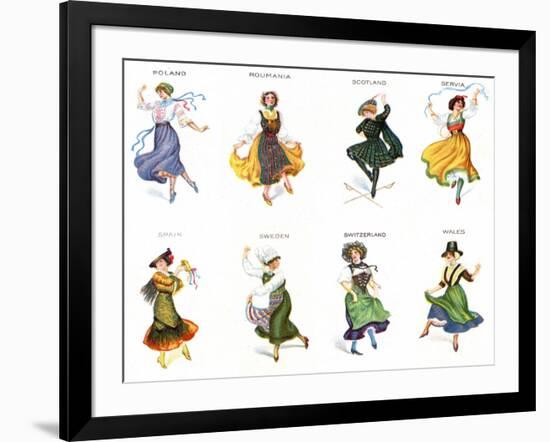 European Dancers, Cigarette Cards, 1915-English School-Framed Giclee Print