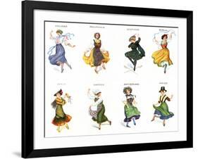 European Dancers, Cigarette Cards, 1915-English School-Framed Giclee Print