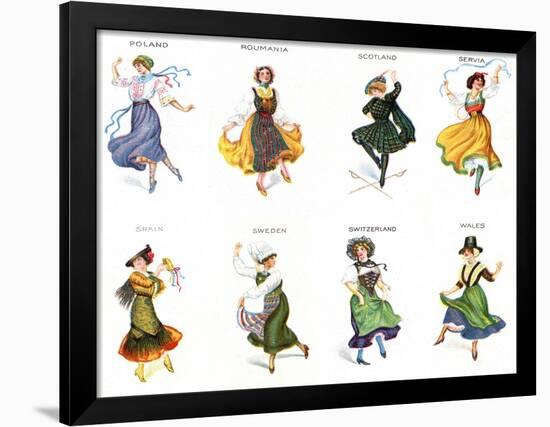 European Dancers, Cigarette Cards, 1915-English School-Framed Giclee Print