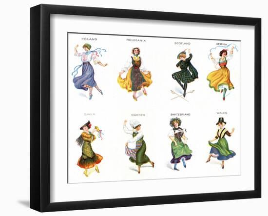 European Dancers, Cigarette Cards, 1915-English School-Framed Giclee Print