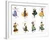 European Dancers, Cigarette Cards, 1915-English School-Framed Premium Giclee Print