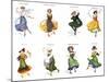 European Dancers, Cigarette Cards, 1915-English School-Mounted Premium Giclee Print