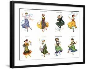 European Dancers, Cigarette Cards, 1915-English School-Framed Giclee Print