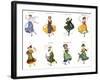 European Dancers, Cigarette Cards, 1915-English School-Framed Giclee Print