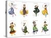 European Dancers, Cigarette Cards, 1915-English School-Stretched Canvas