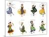 European Dancers, Cigarette Cards, 1915-English School-Mounted Giclee Print