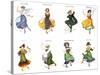 European Dancers, Cigarette Cards, 1915-English School-Stretched Canvas