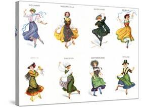 European Dancers, Cigarette Cards, 1915-English School-Stretched Canvas