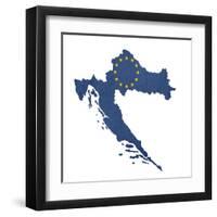 European Flag Map Of Croatia Isolated On White Background-Speedfighter-Framed Art Print