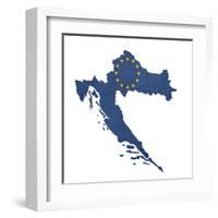 European Flag Map Of Croatia Isolated On White Background-Speedfighter-Framed Art Print