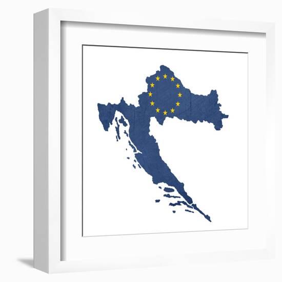 European Flag Map Of Croatia Isolated On White Background-Speedfighter-Framed Art Print