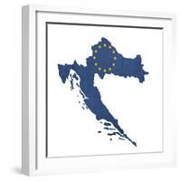 European Flag Map Of Croatia Isolated On White Background-Speedfighter-Framed Art Print