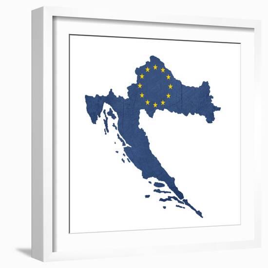 European Flag Map Of Croatia Isolated On White Background-Speedfighter-Framed Art Print