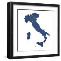 European Flag Map Of Italy Isolated On White Background-Speedfighter-Framed Art Print