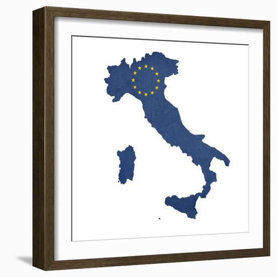 European Flag Map Of Italy Isolated On White Background-Speedfighter-Framed Art Print