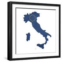 European Flag Map Of Italy Isolated On White Background-Speedfighter-Framed Art Print