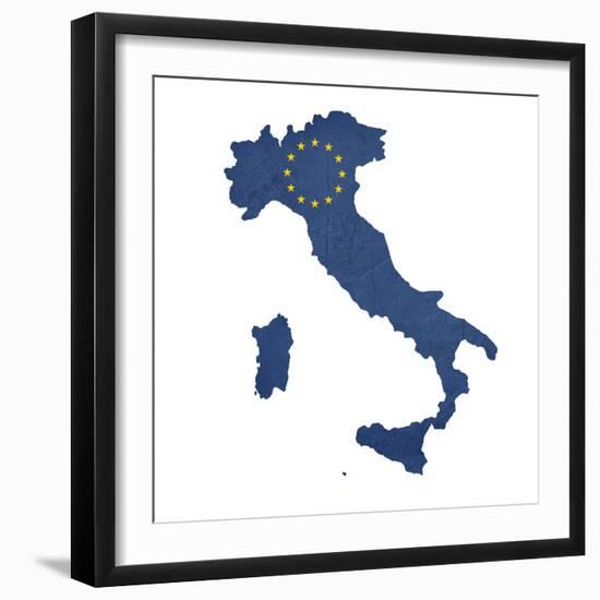 European Flag Map Of Italy Isolated On White Background-Speedfighter-Framed Art Print