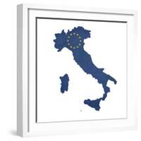 European Flag Map Of Italy Isolated On White Background-Speedfighter-Framed Art Print