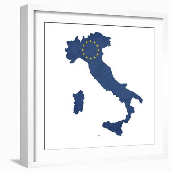 European Flag Map Of Italy Isolated On White Background-Speedfighter-Framed Art Print