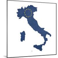 European Flag Map Of Italy Isolated On White Background-Speedfighter-Mounted Art Print
