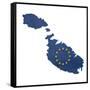 European Flag Map Of Malta Isolated On White Background-Speedfighter-Framed Stretched Canvas