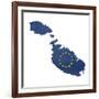 European Flag Map Of Malta Isolated On White Background-Speedfighter-Framed Premium Giclee Print