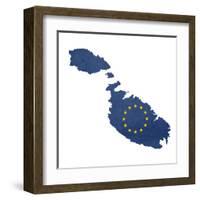 European Flag Map Of Malta Isolated On White Background-Speedfighter-Framed Art Print