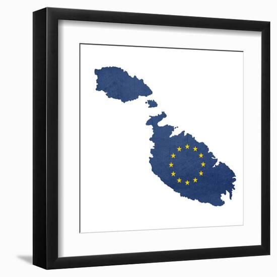 European Flag Map Of Malta Isolated On White Background-Speedfighter-Framed Art Print