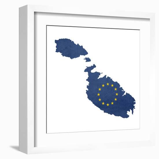 European Flag Map Of Malta Isolated On White Background-Speedfighter-Framed Art Print