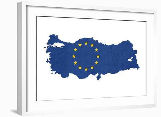 European Flag Map Of Turkey Isolated On White Background-Speedfighter-Framed Art Print