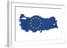 European Flag Map Of Turkey Isolated On White Background-Speedfighter-Framed Art Print