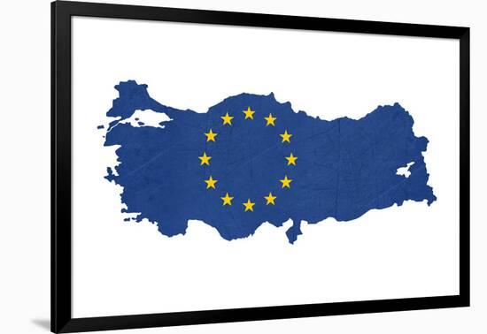 European Flag Map Of Turkey Isolated On White Background-Speedfighter-Framed Art Print