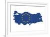 European Flag Map Of Turkey Isolated On White Background-Speedfighter-Framed Art Print