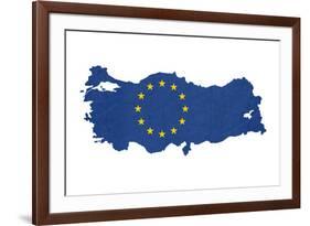 European Flag Map Of Turkey Isolated On White Background-Speedfighter-Framed Art Print